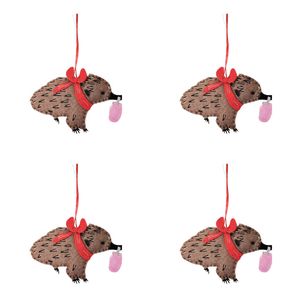 4PK Urban Renee Treml Echidnas Hanging Decoration 10cm Brown Assorted
