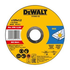DeWALT 125mm x 1.2 x 22.23mm INOX Thin Cut Discs DT43922-QZ - 10 Pack