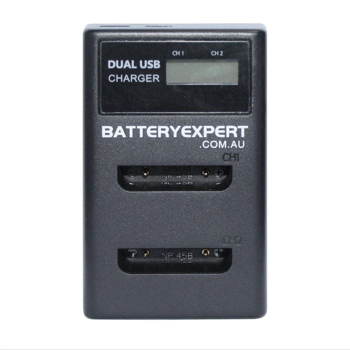 External USB Dual Charger for Fujifilm NP-45 NP-45A NP-45S FinePix Z33WP Camera Battery