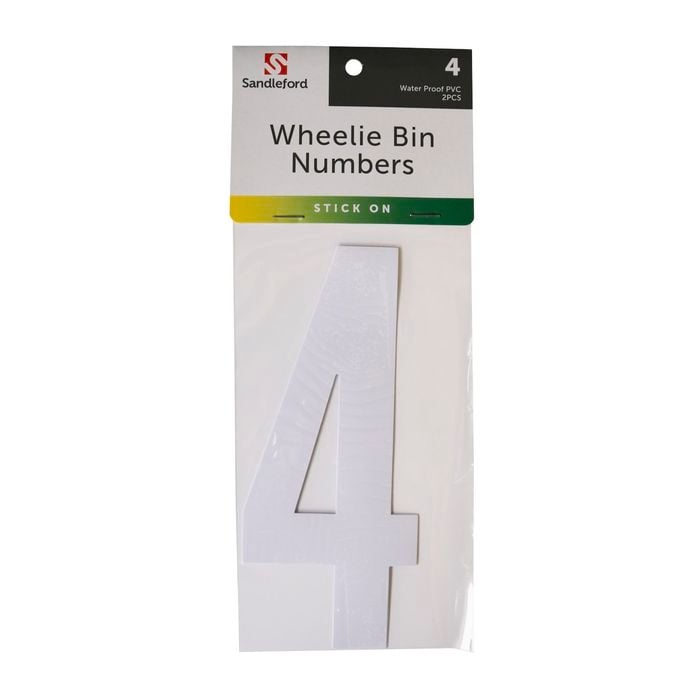 Sandleford 175mm White Self Adhesive Wheelie Bin Number 4
