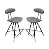 6IXTY Set of 2 - Rialto Scandinavian Fabric Bar Stool 65cm - Metal Frame - Grey