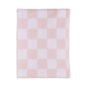 Living Textiles Chenille Blanket - Checkered Pink
