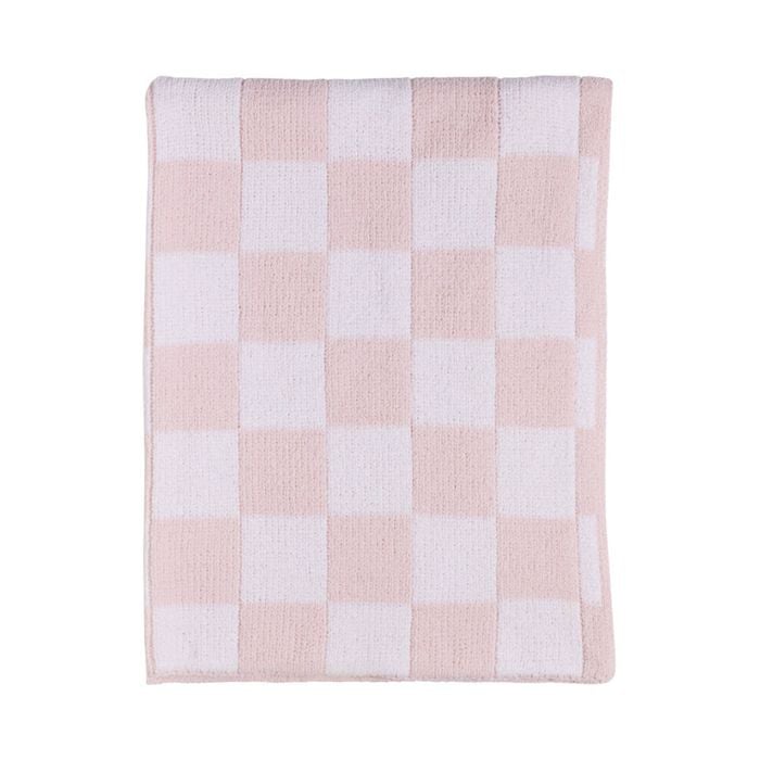 Living Textiles Chenille Blanket - Checkered Pink