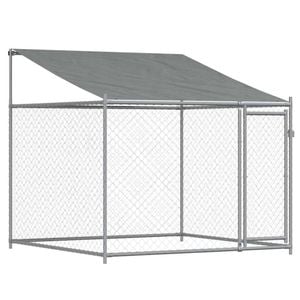 vidaXL Dog Cage with Roof and Door Dog Kennel Animal House Grey Galvanised Steel 2x2x2 m