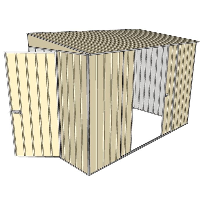 Build-a-Shed 1.5 x 3 x 2m Hinged Door Tunnel Shed with 2 Sliding Side Doors - Cream