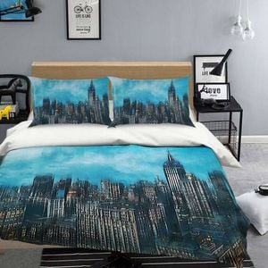 3D Hand Drawn Buildings 88 Bed Pillowcases Quilt Queen Size
