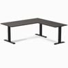 Desky Fixed Height Burnished Wood Melamine L-shape Office Desk 1800x1750mm Matte Black Frame