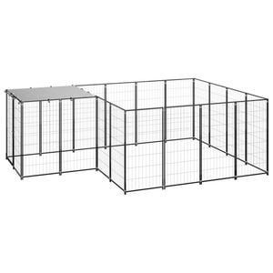 vidaXL Dog Kennel Black 6.05 m² Steel