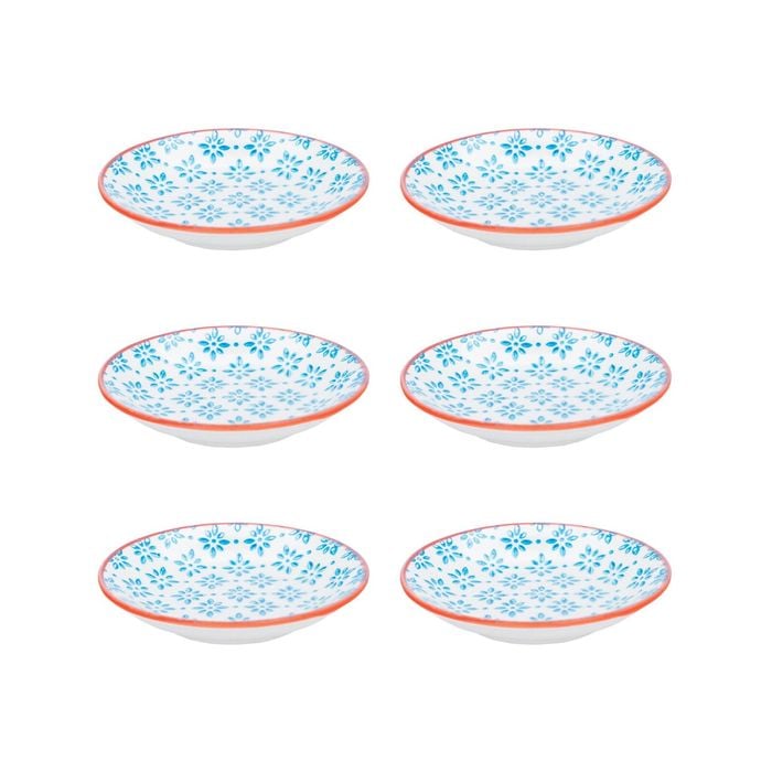Nicola Spring Patterned Dipping Dishes - Small Bowls for Rice, Soy Sauce & Olive Oil, 10cm - Set of 6