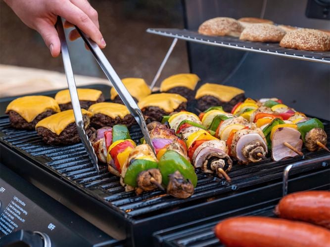 food on a charcoal grill