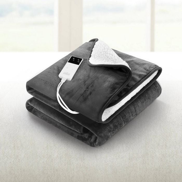 Giselle Electric Throw Rug Heated Blanket Double Sided Grey