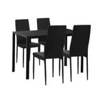 Oikiture 5PCS Rectangle 120cm Dining Table&Chairs Black