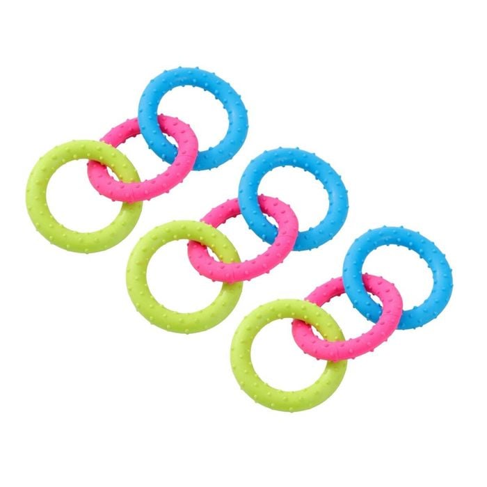3 x Small Dog Puppy Fetch Toy Tugger Spikey Ring Large 16cm