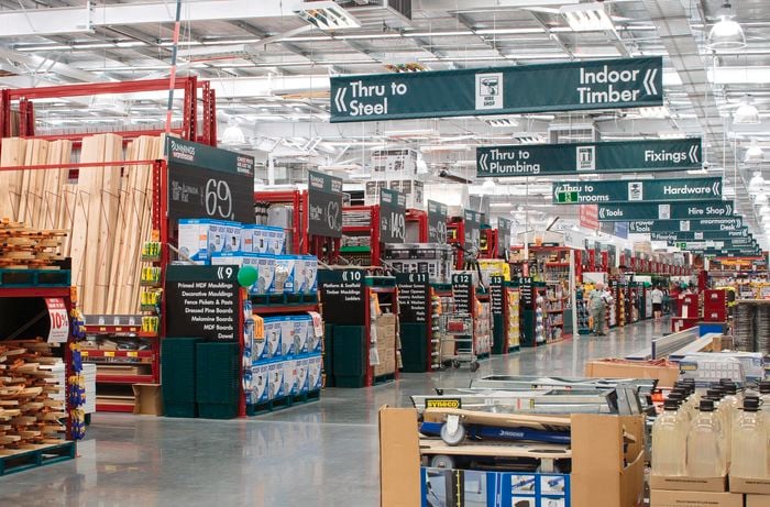 Front aisles of a Bunnings store.