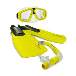 Land & Sea Sports Adventurer Snorkelling Set W/ Fins Goggles Yellow L AU 9-10