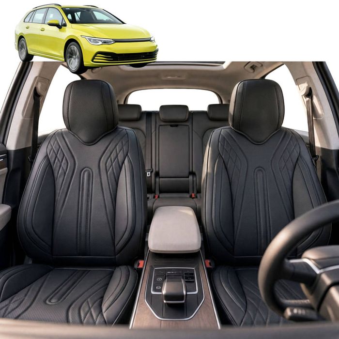 Australian Goose Front Seat Covers for VolksWagen Golf 2021 - Current (Hatch/Wagon (MK8)) - PU Leather, Black (2pc)