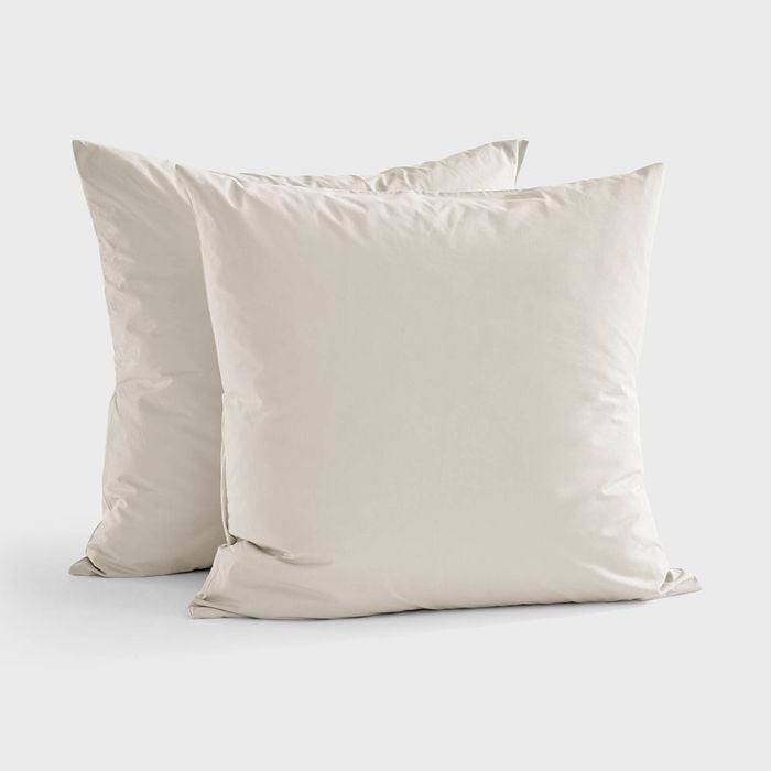 Dreamaker 300TC Cotton Percale Euro Pillowcase Oat Twin Pack