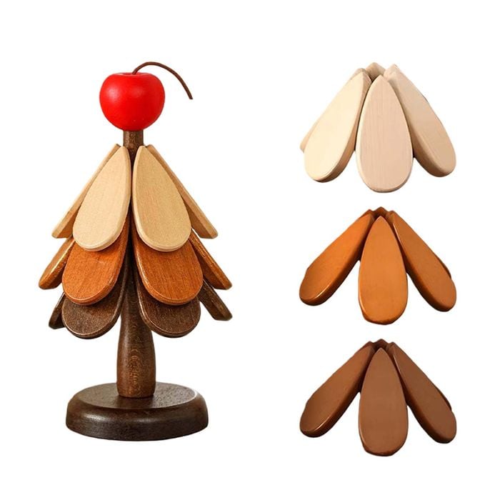Catzon Wooden Tree Trivet Set Hot Dish Protector-Apple3