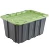 All Set 100L Grey And Green Heavy Duty Storage Container With Flat Lid