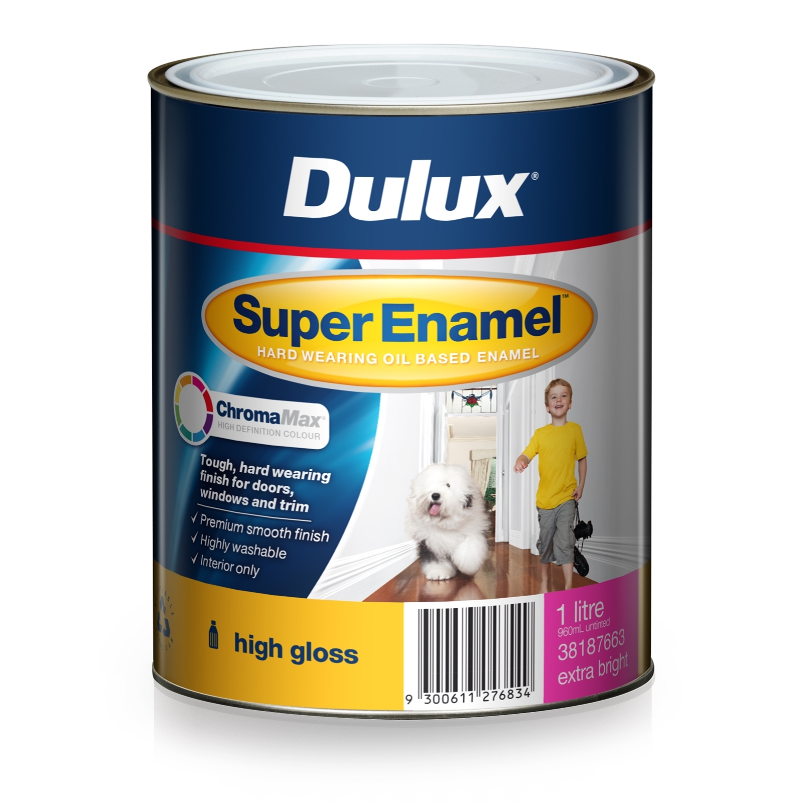 Dulux 1L Extra Bright High Gloss ChromaMax Super Enamel Paint