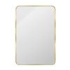 Astin Sinclair 900 x 600 x 28mm Brushed Brass Rectangular Mirror with Curved Edges