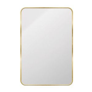 Astin Sinclair 900 x 600 x 28mm Brushed Brass Rectangular Mirror with Curved Edges