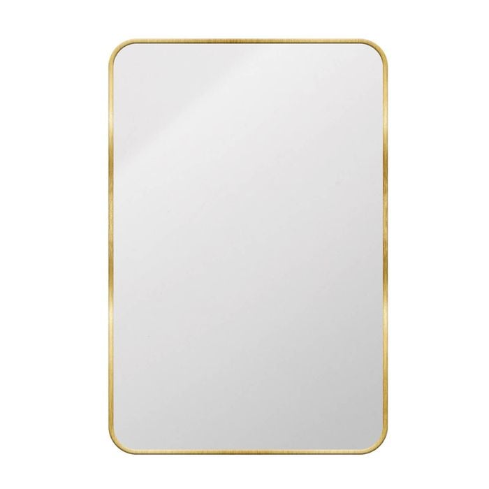 Astin Sinclair 900 x 600 x 28mm Brushed Brass Rectangular Mirror with Curved Edges