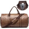 2-in-1 Convertible Leather Travel Bag Brown