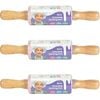 3PK Topchef Silicone/Bamboo Mini Rolling Pin Kids Baking Utensil Set Assorted
