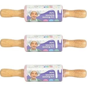 3PK Topchef Silicone/Bamboo Mini Rolling Pin Kids Baking Utensil Set Assorted