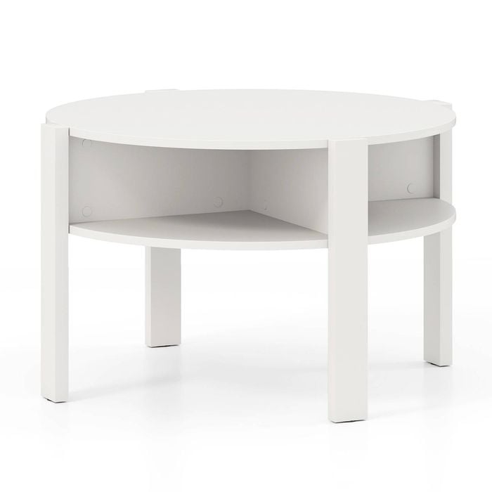 Costway 2-tier Round Coffee Table Tea Cocktail Center Table White