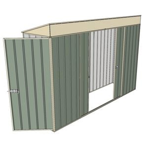 Build-a-Shed 0.8 x 3 x 2m Single Hinged Door Shed with Double Sliding Side Doors - Green