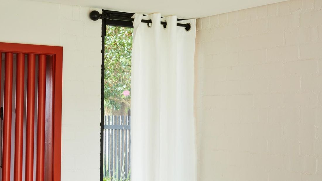 Curtain hanging on a curtain rod