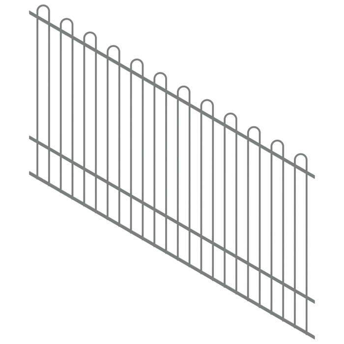ProtectorAl 1201-2400W x 1500H Palladium Silver Loop Top Pool Fence Panel Raked 16-30º