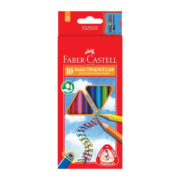 Faber-Castell Triangular Grip Coloured Pencil (Pack of 10)