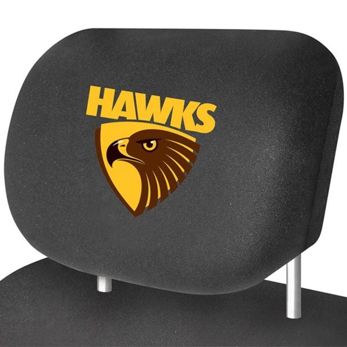 AFL Car Head Rest Cover - Hawthorn Hawks - Set Of Two Covers