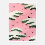 Galrie Exquisite Traditional Japanese Cloud and Birds Art Print for Serene Home Decor, Poster Only, A3 30 x 42cm (12 x 16inch)