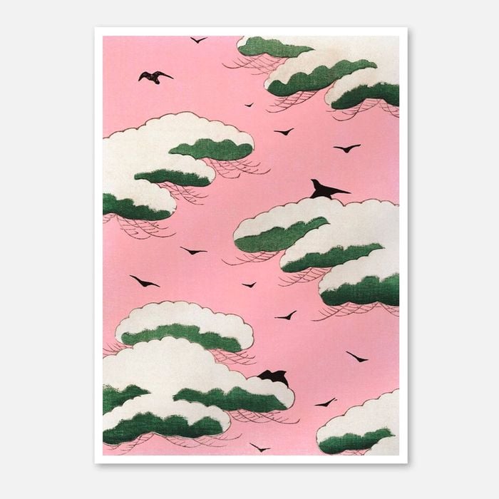Galrie Exquisite Traditional Japanese Cloud and Birds Art Print for Serene Home Decor, Poster Only, A3 30 x 42cm (12 x 16inch)
