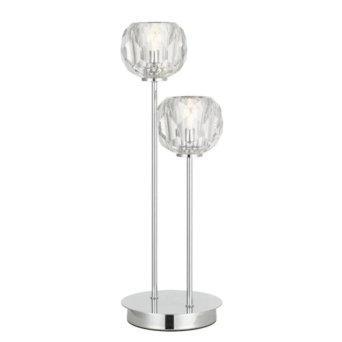 Telbix Zaha Contemporary Table Desk Lamp Light Metal Crystal Clear Chrome