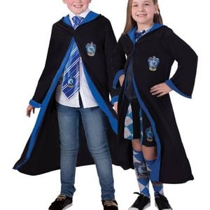 Ravenclaw Robe Child Harry Potter Halloween Costume with Hood & Emblem Badge - Blue, 6 Years+