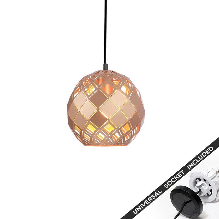 Snap Lighting Tuile Embossed Metal Sphere Downlight to Pendant Light Conversion Kit Champagne Small