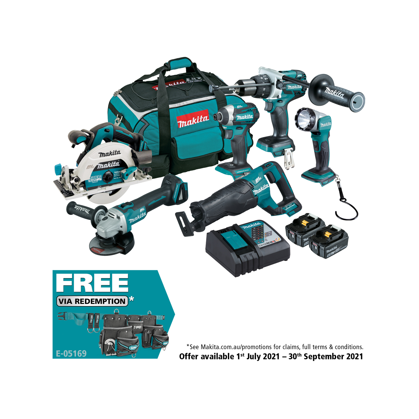 Makita 18V Brushless 9 Piece Combo Kit DLX9013TX1 thumbnail 2