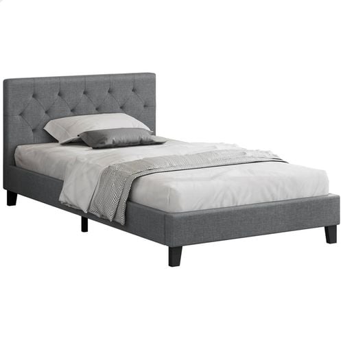 ALFORDSON Bed Frame King Single Wooden Base Platform Grey Fabric