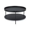 Layer Round Coffee Table - Black Stained Ash - Black Legs
