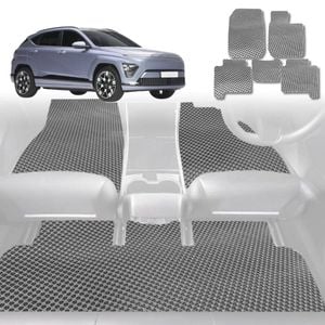 6D Diamond Car Floor Mats for Hyundai Kona 2017-2023-Full Set-Grey-Outback GT