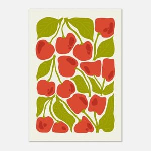 Galrie Vibrant Cherry Print Wall Art from Abstract Fruit Collection for Kitchen Decor, Poster Only, 50 x 70cm (20 x 28inch)