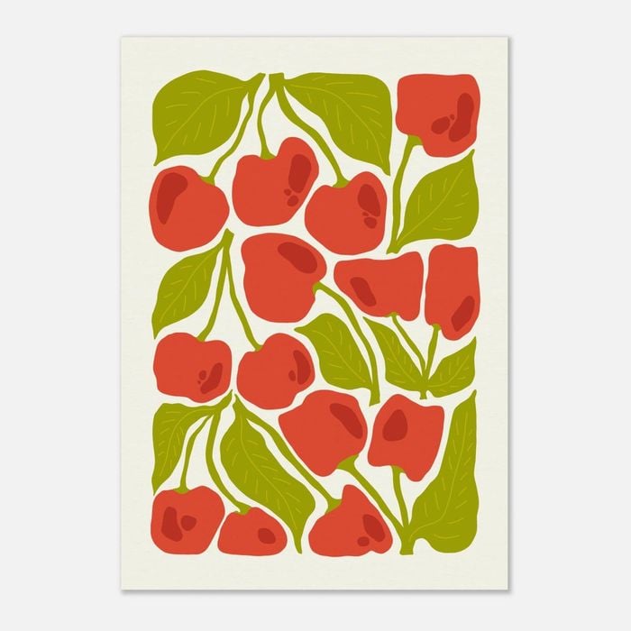 Galrie Vibrant Cherry Print Wall Art from Abstract Fruit Collection for Kitchen Decor, Poster Only, 50 x 70cm (20 x 28inch)
