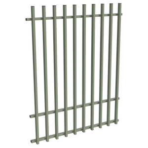 ProtectorAl 0350-1200W x 1500H Pale Eucalypt Aluminium Batten Pool Fence Panel with Mid Rail