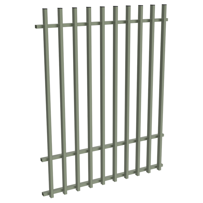 ProtectorAl 0350-1200W x 1500H Pale Eucalypt Aluminium Batten Pool Fence Panel with Mid Rail