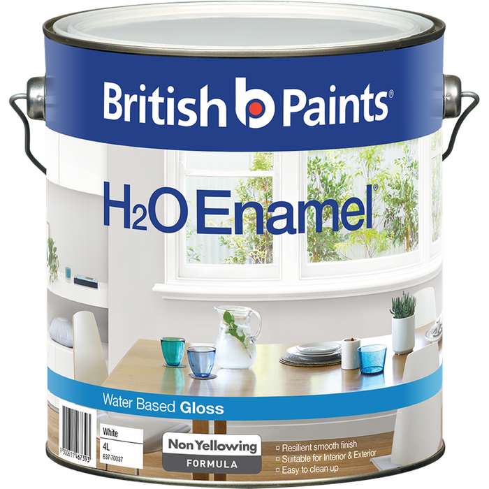 British Paints White Gloss H2O Enamel Paint - 4L